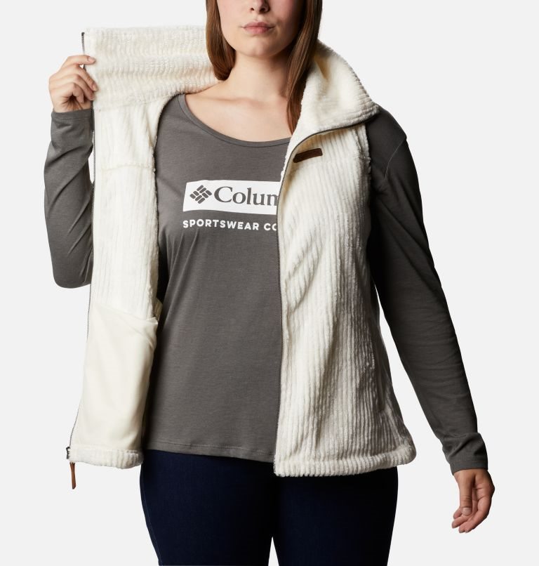 Women's Columbia Fireside Sherpa Vest Cream | Plus Size CA-GAC41